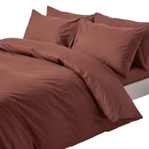 Homescapes Chocolate Egyptian Cotton Duvet Cover with Pillowcases 200 TC, Double