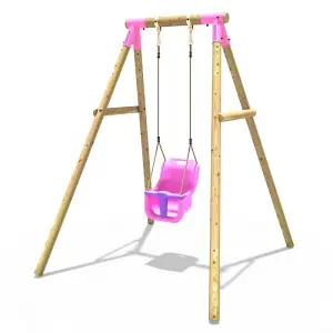 Rebo Wooden Garden Swing Set with Baby Seat - Pluto Pink