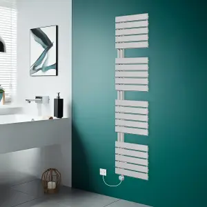 Rinse Bathrooms Designer WiFi Thermostatic Electric Bathroom Heated Towel Rail Radiator with Timer Flat Panel 1800x500mm Chrome