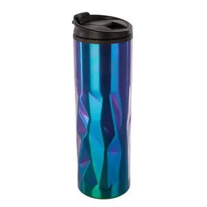 Interiors by Premier Oil Slick Finish 450ml Insulated Stainless Steel Travel Mug, Travel Mug with Lid, Thermos Style Travel Mug