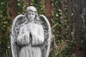 Large Stone Cast Praying Angel Memorial Statue