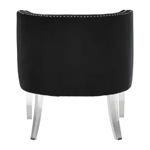 Interiors By Premier Modern Black Curved Chair, Mid Century Design Comfortable Armchair, Velvet Upholstered Modern Armchair