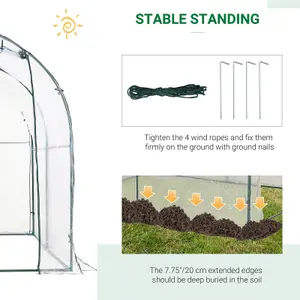 Outsunny Walk In Polytunnel Greenhouse w/ Roll Up Door PVC Cover, 2.5 x 2m