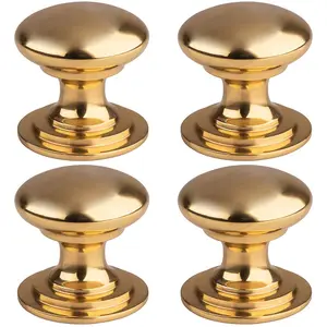 4 PACK - Victorian Tiered Door Knob - 50mm Polished Brass Cabinet Pull Handle Round Rose