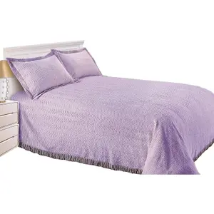 Just So Home Luxury Candlewick Bedspread Traditional Bed Throw Size Single Double & King (King, Lavender)