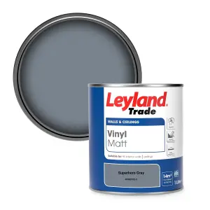 Leyland Trade Vinyl Matt Walls & Ceilings Emulsion Paint Superhero Gray (PPG0993-5) 1L