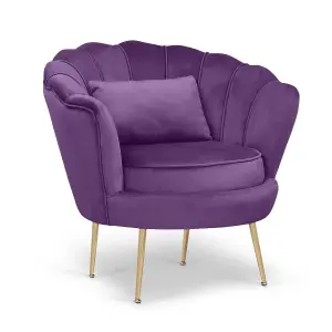 Velvet Purple Daisy Accent Chair