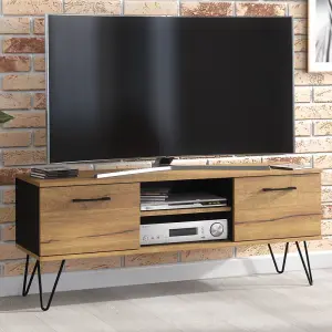 Urban TV Unit 120cm Harpin Loft & Industrial Dark Oak & Black - Creative Furniture