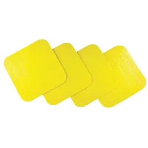 4 Pk Yellow Silicone Rubber Anti Slip Table Coasters - 90 x 90mm Dishwasher Safe