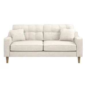 Solace+Co Jude 3 Seater Midcentury Fabric Sofa - Beige