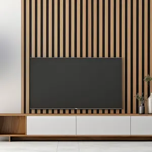 Wall Panel Wood Slat Oak Decorative Wooden Wall Panelling 3D Slatted Acoustic Sound Absorbing Ceiling or Wall Slats 240 x 60 cm