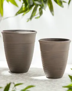 Set of 2 Plant Pots 50 cm Brown KATALIMA