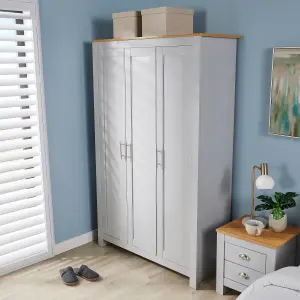 Home Source Camden 3 Door Bedroom Wardrobe Storage Unit Grey