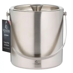 Viners Barware Double Wall Steel Ice Bucket 1.5L Silver