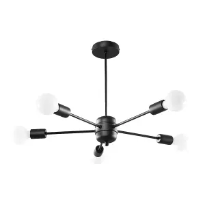 Lango Steel Black 5 Light Classic Chandelier