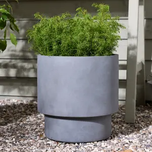 X-Large Light Grey Fibre Clay Indoor Outdoor Flower Plant Pot Houseplant Garden Planter