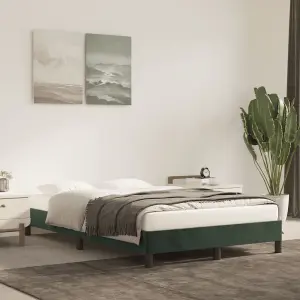 Berkfield Bed Frame without Mattress Dark Green 120x190 cm Small Double Velvet