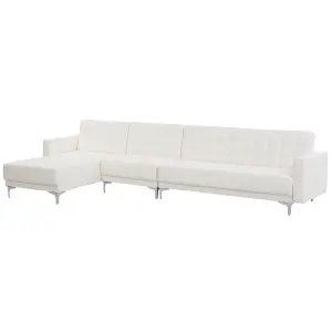 Corner Sofa ABERDEEN White Faux Leather Right Hand