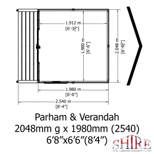 Shire Parham 7x8ft Summerhouse and Verandah 12mm Cladding