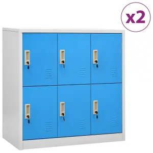 Berkfield Locker Cabinets 2 pcs Light Grey and Blue 90x45x92.5 cm Steel