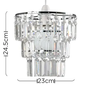 ValueLights Kelsks Modern 3 Tier Ceiling Pendant Light Shade with Clear Acrylic Jewel Effect Droplets