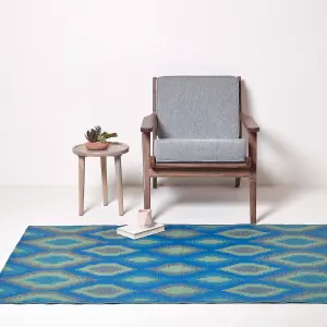 Homescapes Amber Ikat Green & Blue Outdoor Rug, 180 x 270 cm