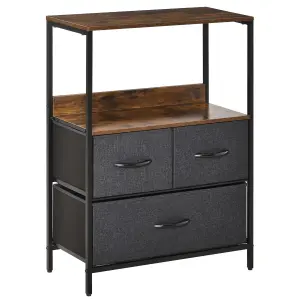 HOMCOM 3 Drawer Storage Chest Unit Home w/ Shelves Home Living Bedroom Black