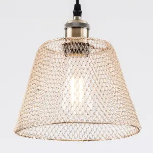 Easy Fit Compact Vintage Metal Lampshade Gold Finish, 3 Different Colours, Ceiling fitting Shade