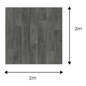 Precut Dark grey Wide Natural Oak plank effect Sheet vinyl, 6m²