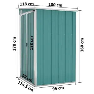 Berkfield Wall-mounted Garden Shed Green 118x100x178 cm Galvanised Steel