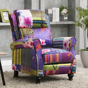 Fabric Patchwork Mary Manual Recliner Chair