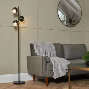 Litecraft Eyeball 3 Light Matte Black Adjustable Floor Lamp