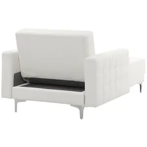 Faux Leather Chaise Lounge White ABERDEEN