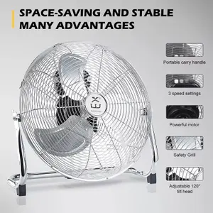 Extrastar 18" Velocity Metal stand Floor Fan, 90W