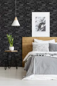 Fresco House Industrial Brick Effect Charcoal Wallpaper