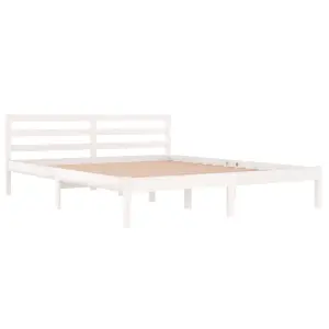 Berkfield Day Bed Solid Wood Pine 160x200 cm King Size White