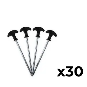 KCT 30 pc Heavy Duty Bivvy Tent Camping Screw Pegs Ground Sheet Stakes Fishing