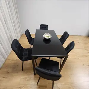 Black Kitchen Dining Table And 6 Black Tufted Velvet Chairs Set Of 6 Dining Room Furniture Fairmont Park