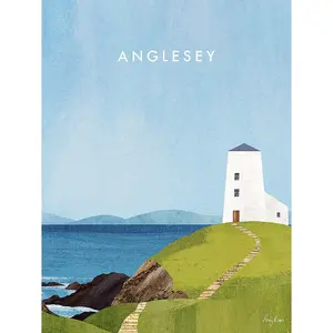 Henry Rivers Anglesey Twr Mawr Lighthouse Canvas Print Multicoloured (50cm x 40cm)