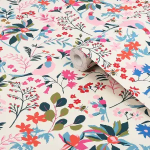 Joules Multicolour Bird & floral Smooth Wallpaper