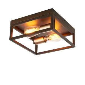 York Matt Steel Bronze effect 2 Lamp Ceiling light