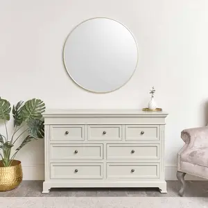 Melody Maison Large Round Champagne Gold Wall Mirror - 80cm x 80cm