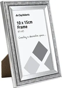 Clay Roberts Photo Picture Frames 6 x 4, Silver Swirl, Pack of 3, Freestanding and Wall Mountable, 10 x 15 cm, 6x4 Picture Frame S