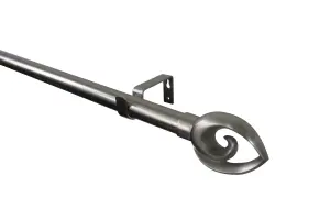 GoodHome Athens Grey Brushed nickel effect Extendable Curtain pole Set, (L)2000mm-3300mm (Dia)28mm