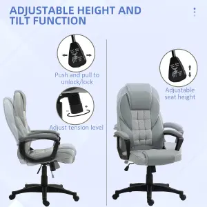 HOMCOM Executive Office Chair High Back Computer Chair with Armrests Grey