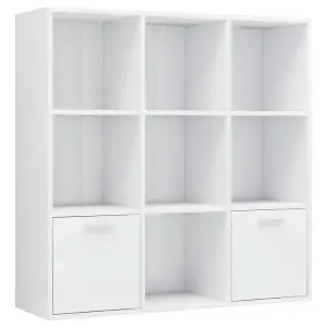 Berkfield Book Cabinet High Gloss White 98x30x98 cm Engineered Wood