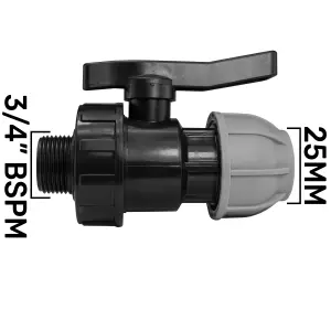 MDPE Water Pipe valves Compression-Male/Female bsp Thread (25mm Compression - 3/4" bsp male)