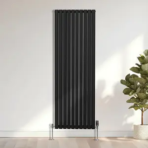 Oval Column Radiator & Valves - 1800mm x 600mm - Black