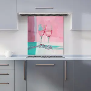 Romantic Evening: Champagne Toast Premium Glass Kitchen Splashback W700mm x H650mm