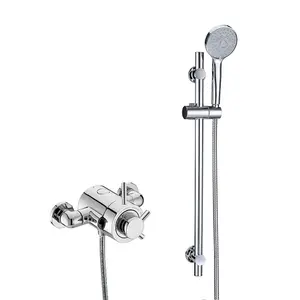 Nes Home Siren Round Exposed Thermostatic Mixer Valve, Slider Rail & Handset Chrome